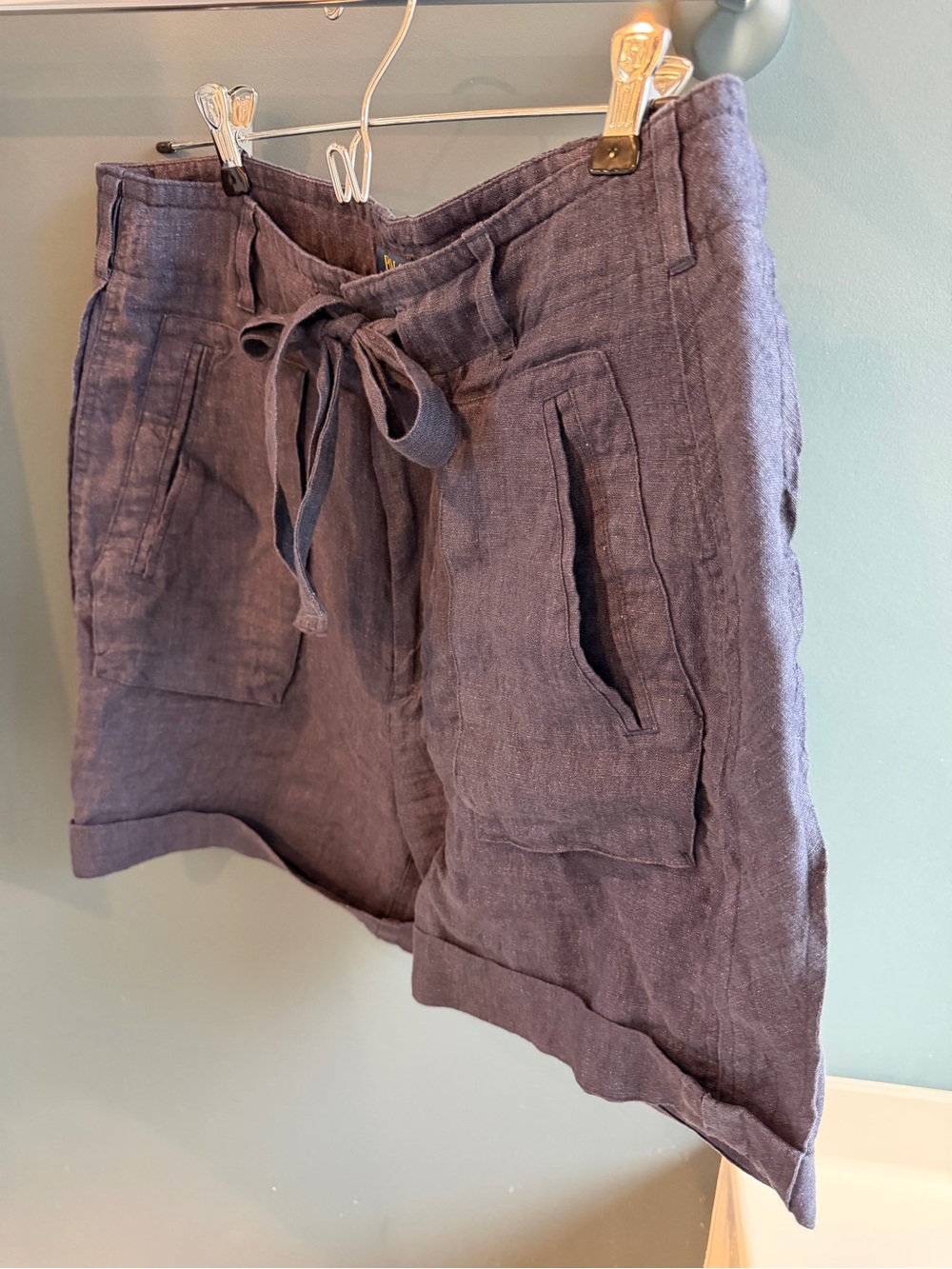 Polo Ralph Lauren Linen Drawstring Pocket Shorts navy blue